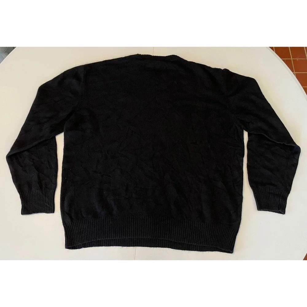 Hathaway‎ Platinum 100% Cashmere V Neck Textured Sweater Italy Mens XL Black